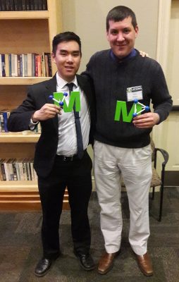 Andrew Nguyen (left) and Justin Webster both donated money earned from participating in Materials Science and Technology Competitions.