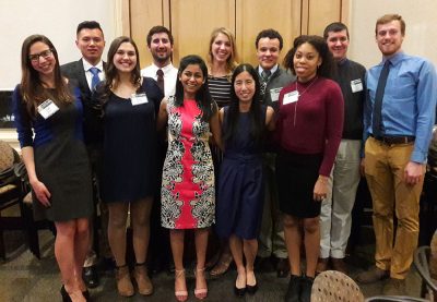 All 2015-2016 and 2016-2017 UCMA Officers.( Left to right) Jordan Kovacs, Yanghuang (Bert) Lu, Victoria Reichelderfer, Ryan Chapman, Hetal Patel, Amanda Giroux, Kenna Ritter, Jordan Gomes, Brittany Nelson, Justin Webster, Zachary Thatcher.